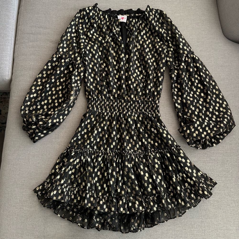 Buddy Love’s ZOZO ELASTIC WAIST MINI DRESS in Coins